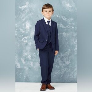 Tip Top Kids | "Stanford" Kids Navy 5-Piece Suit Size 16 Big Boy Size Wedding